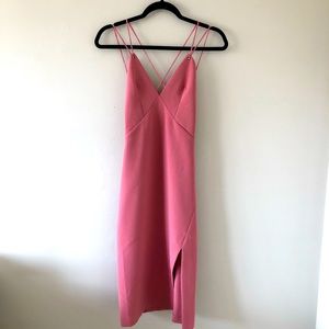 💖 Topshop Pink Spaghetti Strap Cocktail Dress with Slit Size 2